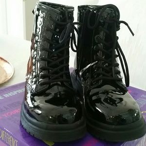 Kids adorable faux leather combat boots